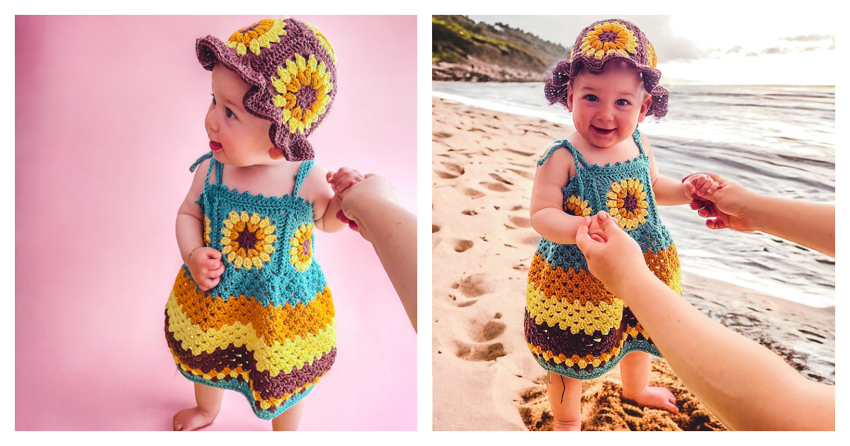 Sunflower Baby Dress Free Crochet Pattern