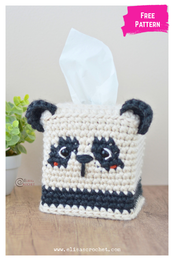 Panda Tissue Box Cover Free Crochet Pattern 
