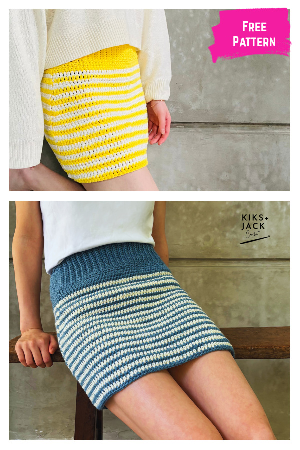 Striped Fitted Skirt Free Crochet Pattern 