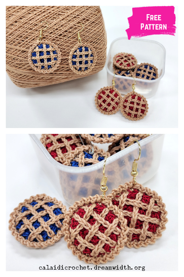 Lattice Pie Earrings Free Crochet Pattern