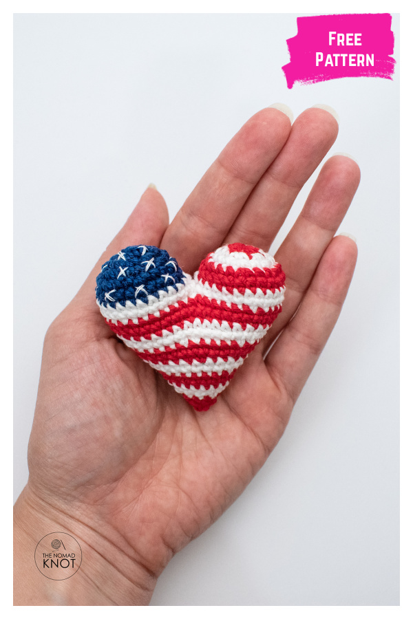 Patriotic Heart Amigurumi Free Crochet Pattern