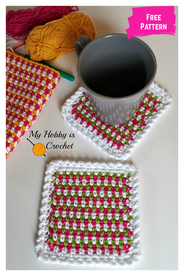 Woven Stitch Coaster Free Crochet Pattern