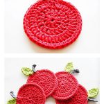 Apple Coasters Free Crochet Pattern