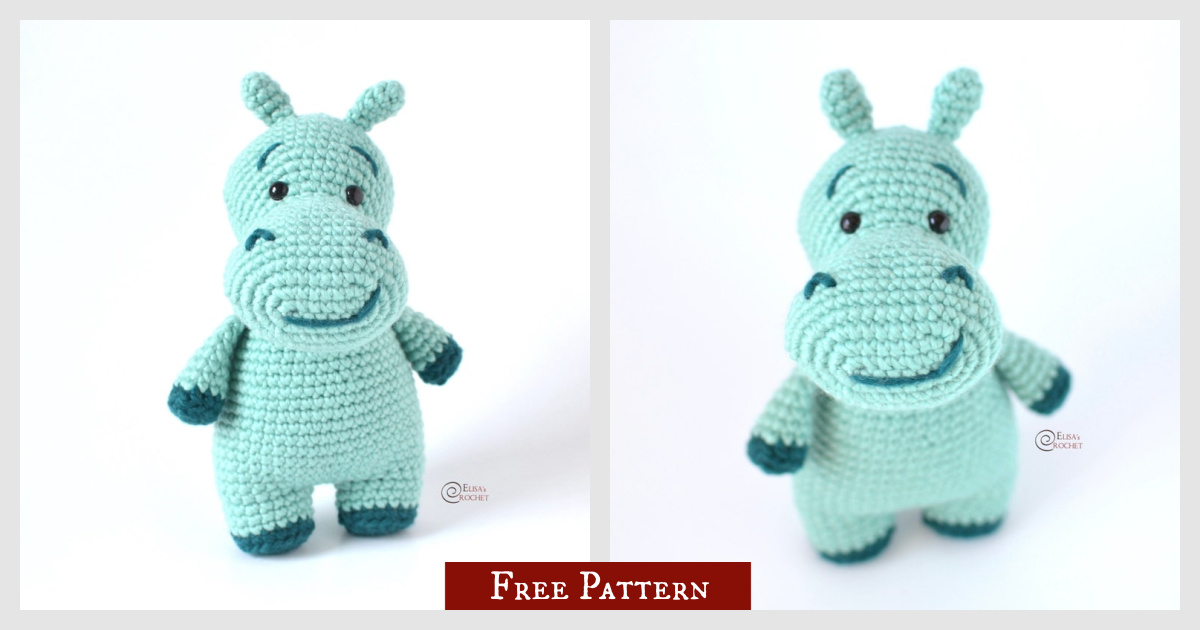 Blue Hippo Amigurumi Free Crochet Pattern