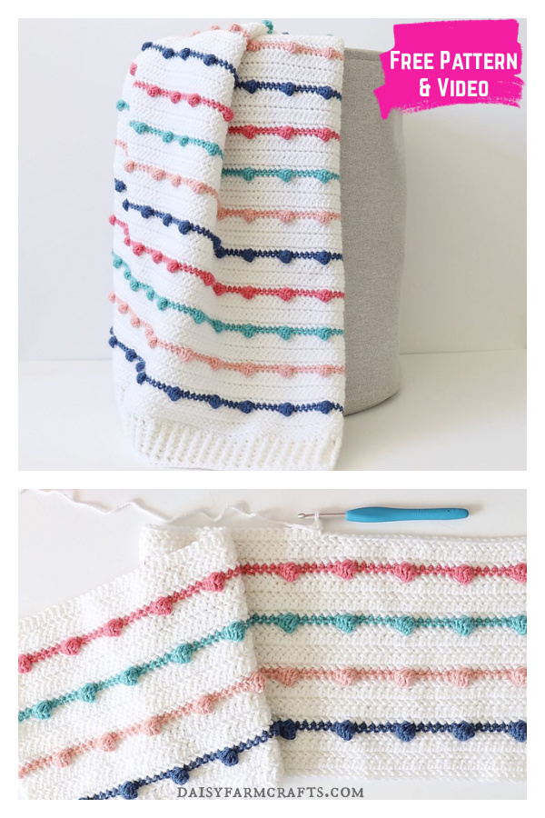 Bobble Lines Baby Blanket Free Crochet Pattern