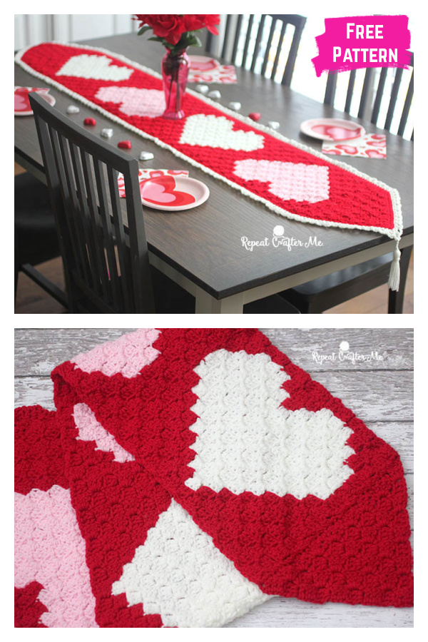 Heart Table Runner Free Crochet Pattern