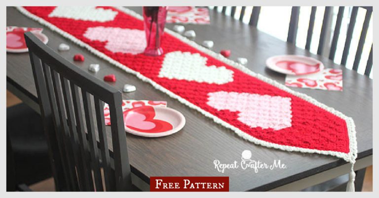 Heart Table Runner Free Crochet Pattern