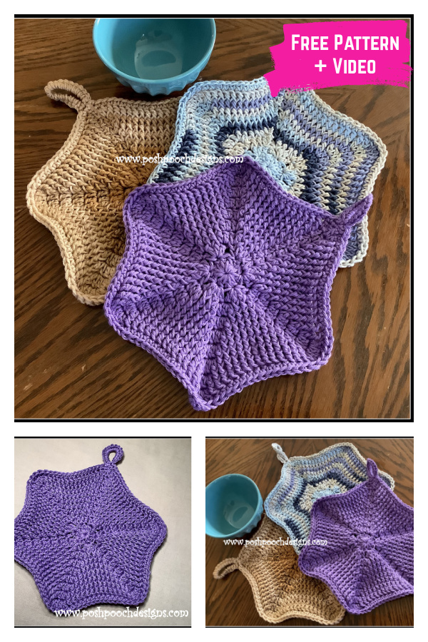 Hexi Pot Holder And Washcloth Free Crochet Pattern