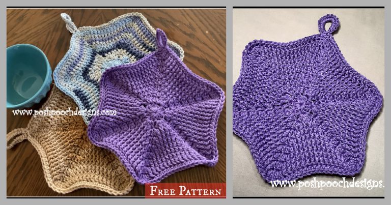 Hexie Pot Holder And Washcloth Free Crochet Pattern and Video Tutorial