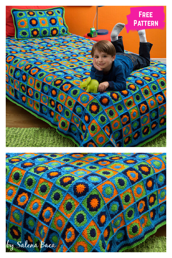 Kids Twin Bed Afghan & Pillow Free Crochet Pattern