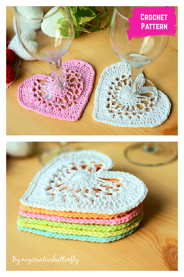 Lacey Heart Coasters Crochet Pattern