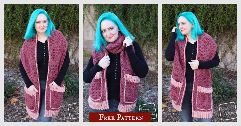 Lila Pocket Scarf Free Crochet Pattern