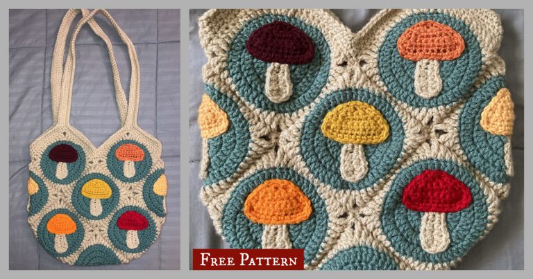 Mushroom Tote Bag Free Crochet Pattern
