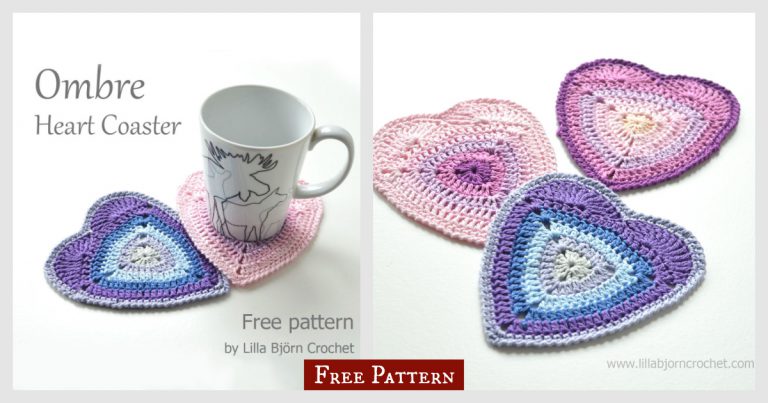 Ombre Heart Coaster Free Crochet Pattern