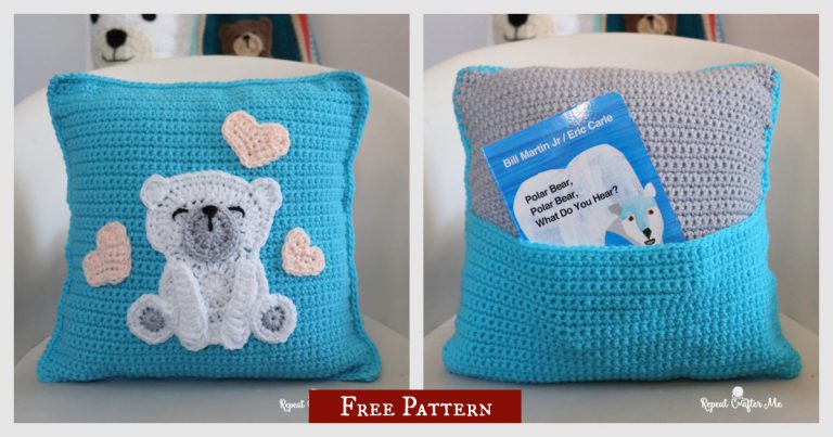 Polar Bear Pocket Pillow Free Crochet Pattern