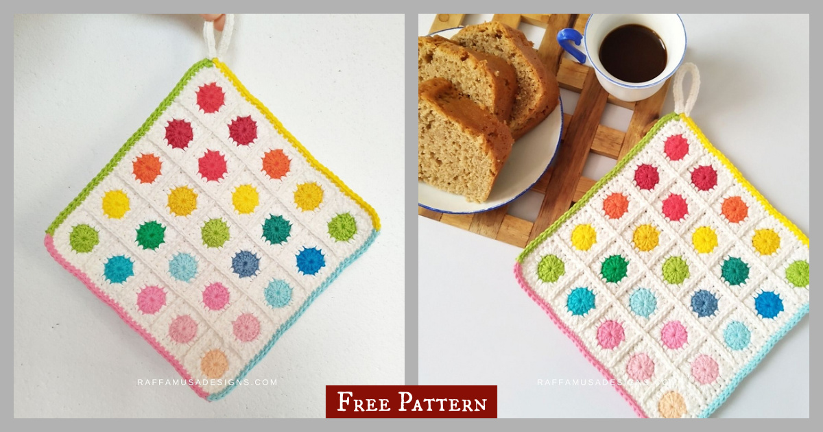 Scrappy Dots Potholder Free Crochet Pattern