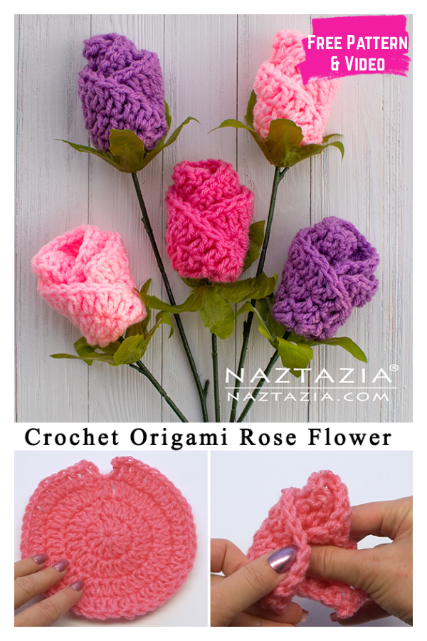 Simple Origami Rose Free Crochet Pattern