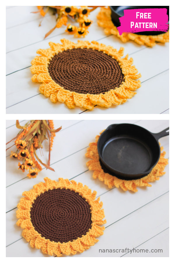 Sunflower Pot holder Free Crochet Pattern