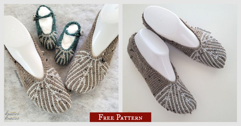 Ashvini Tunisian Slippers Free Crochet Pattern and Video Tutorial