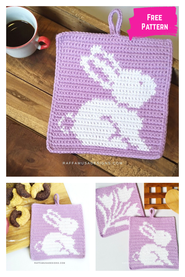 Easter Bunny Potholder Free Crochet Pattern