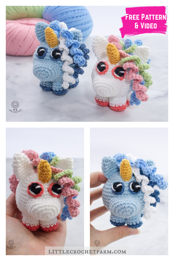 Chubby Unicorn Amigurumi Free Crochet Pattern and Video Tutorial 