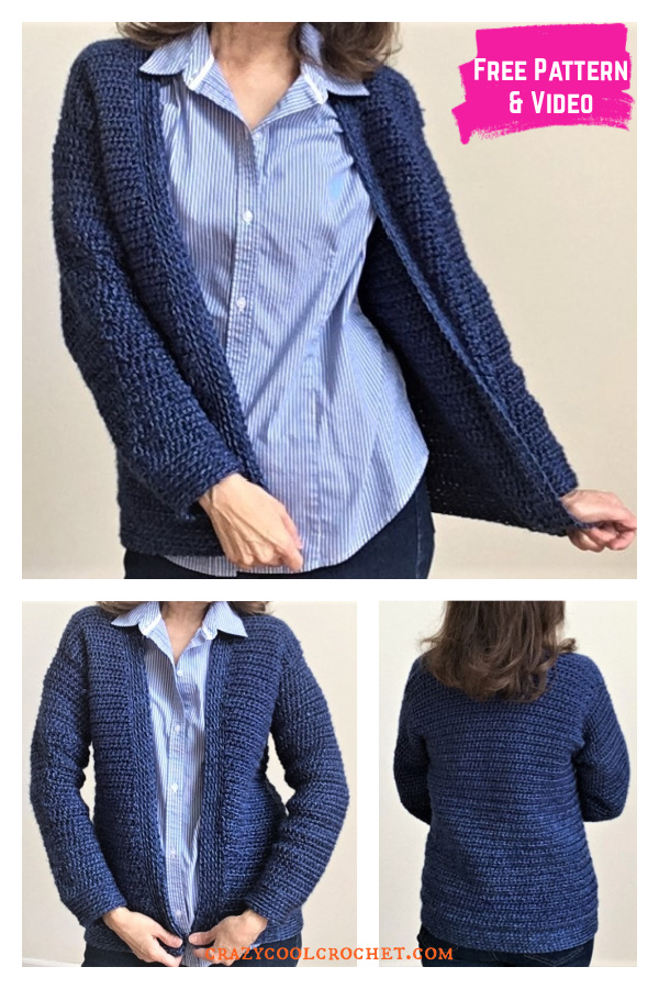 Crazy Classic Cardigan Free Crochet Pattern and Video Tutorial