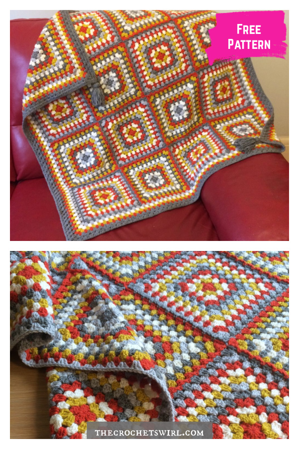 October Granny Squares Throw Free Crochet Pattern
