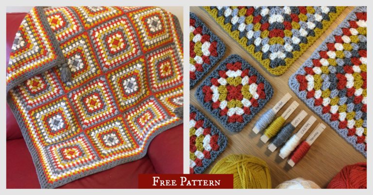 October Granny Squares Throw Free Crochet Pattern