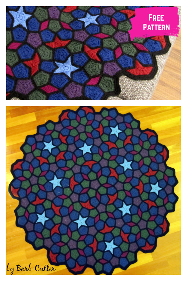 Pentagonal Penrose Throw Blanket Free Crochet Pattern
