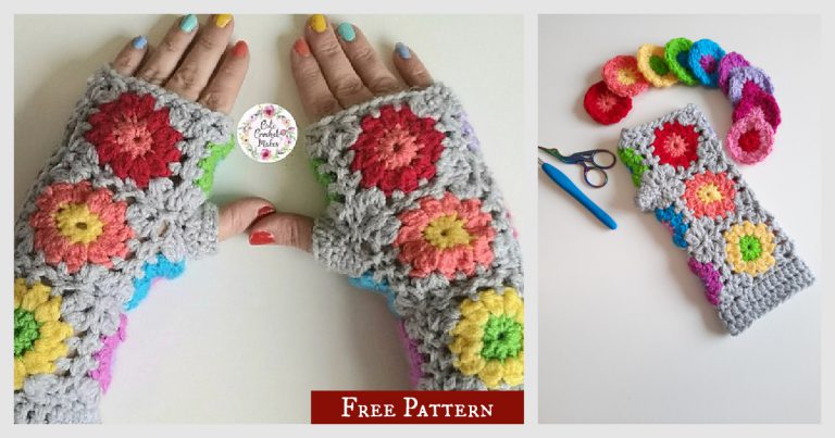 Rainbow Burst Mitts Free Crochet Pattern