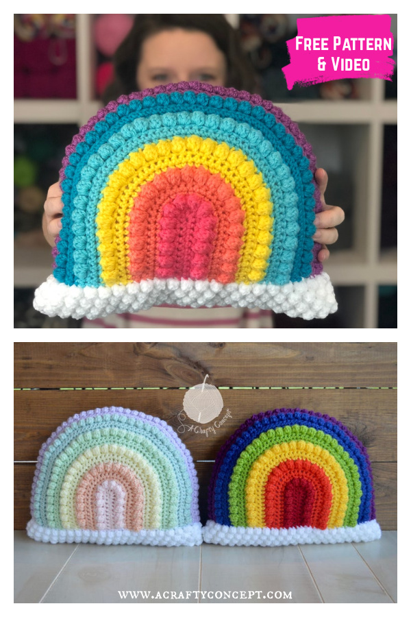 Rainbow Pillow Free Crochet Pattern and Video Tutorial