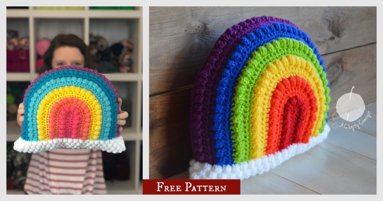 Rainbow Pillow Free Crochet Pattern and Video Tutorial