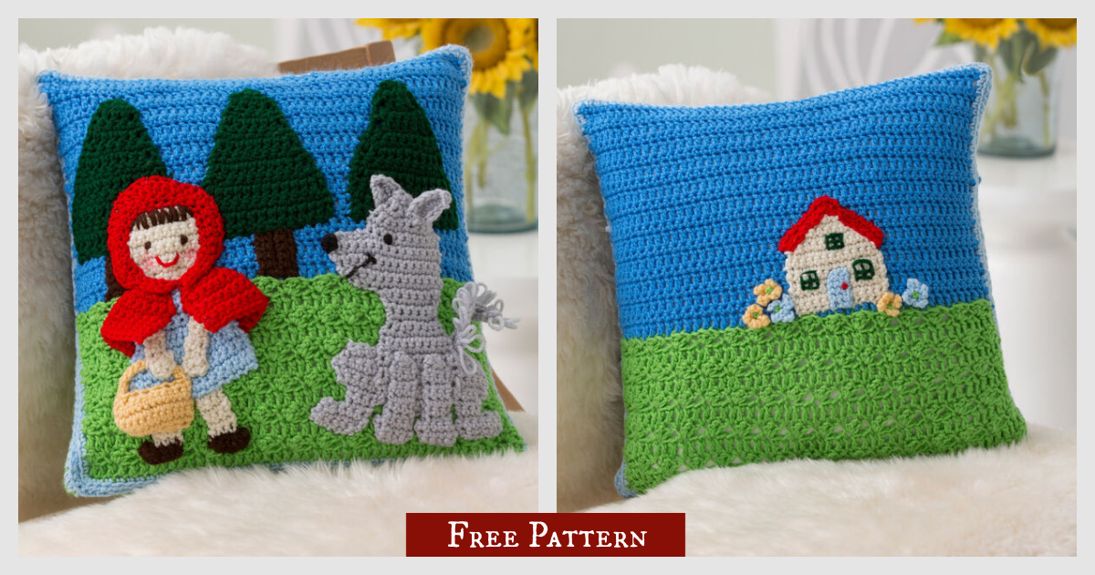 Red Riding Hood Pillow Free Crochet Pattern