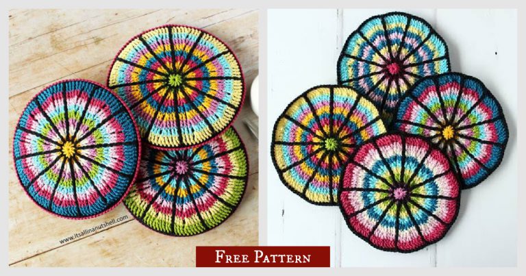 Spoke Wheel Coaster Free Crochet Pattern and Video Tutorial