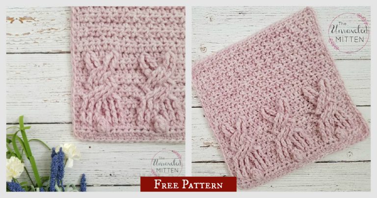 Cable Bunny Square Free Crochet Pattern