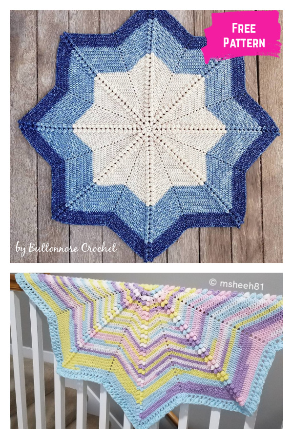 Compass Star Blanket Free Crochet Pattern