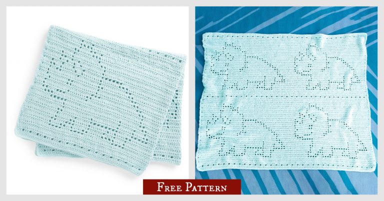 Filet Dinosaur Baby Blanket Free Crochet Pattern