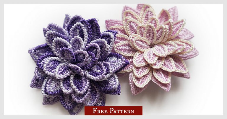 Flower Brooch Free Crochet Pattern