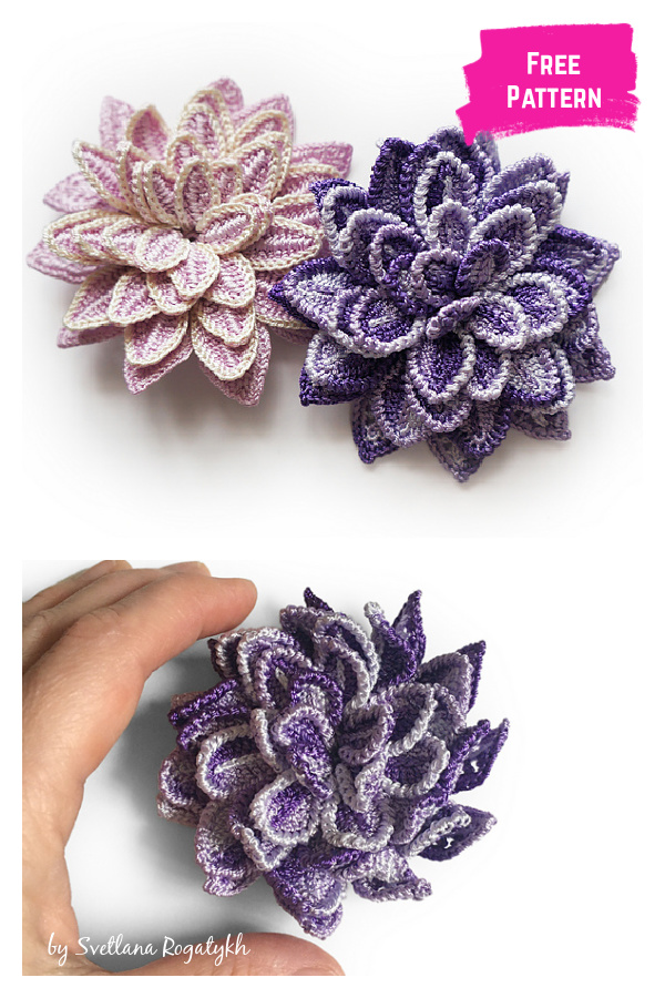 Flower Brooch Free Crochet Pattern 