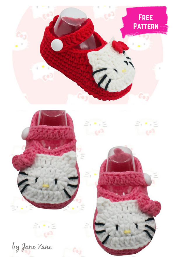 Hello Kitty Baby Shoes Free Crochet Pattern