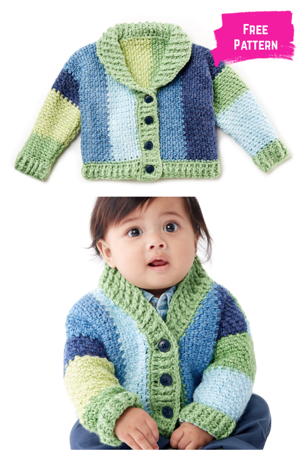 Shawl Collar Baby Cardigan Free Crochet Pattern