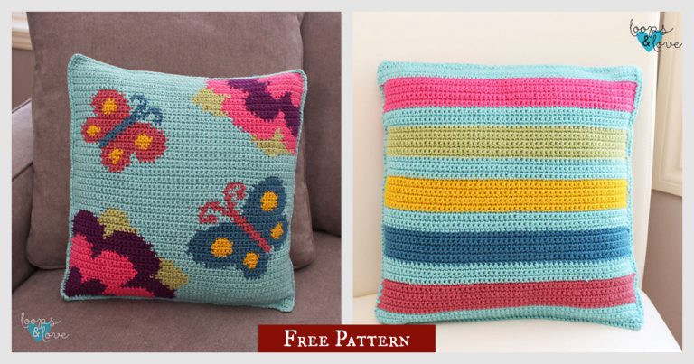 Spring Butterfly Pillow Free Crochet Pattern