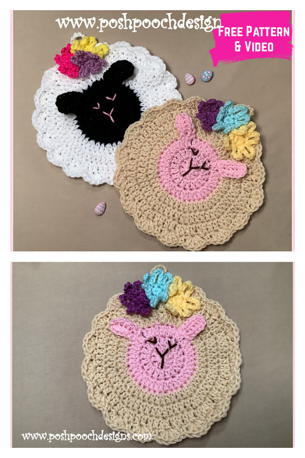 Spring Lamb Pot Holder Free Crochet Pattern and Video Tutorial