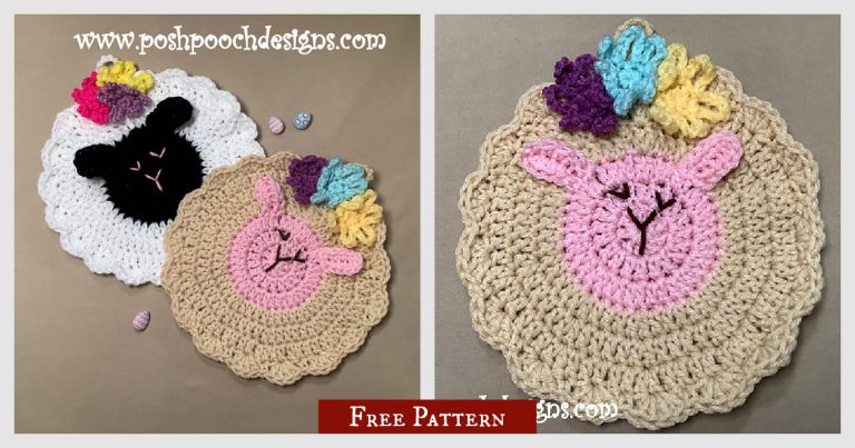 Spring Lamb Pot Holder Free Crochet Pattern and Video Tutorial