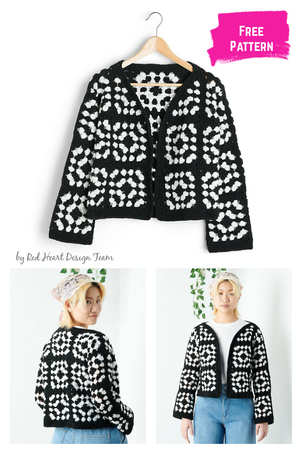Two Color Granny Jacket Free Crochet Pattern