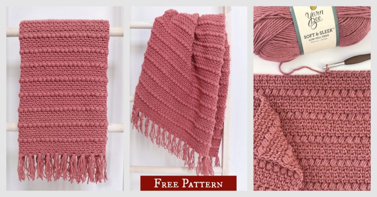 Boho Puff Stripes Blanket Free Crochet Pattern and Video Tutorial