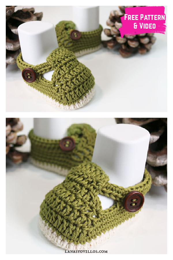 Button Baby Shoes Free Crochet Pattern and Video Tutorial