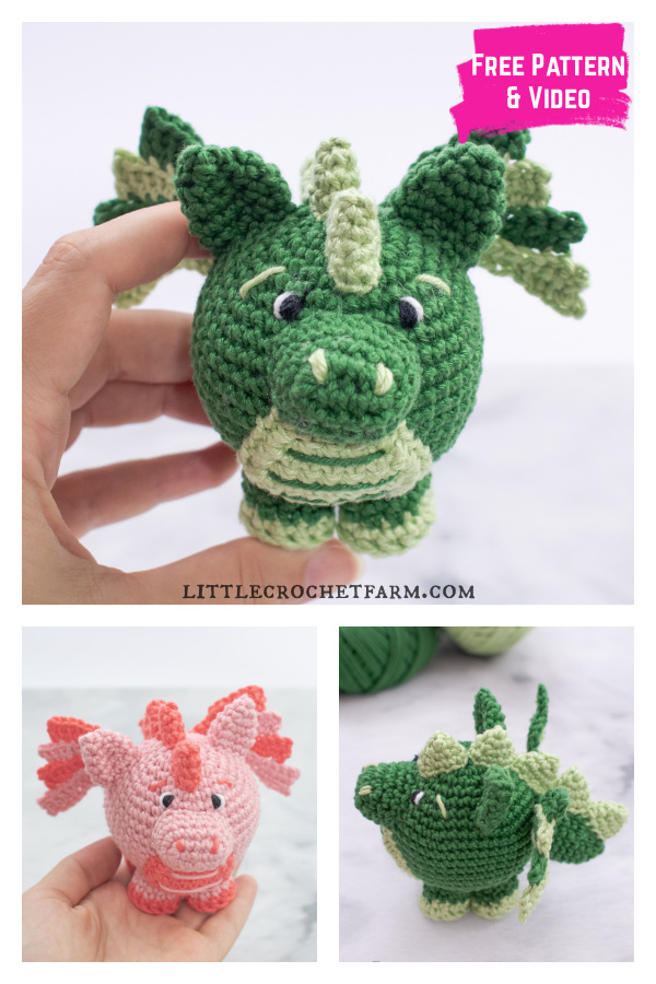 Chubby Dragon Amigurumi Free Crochet Pattern and Video Tutorial