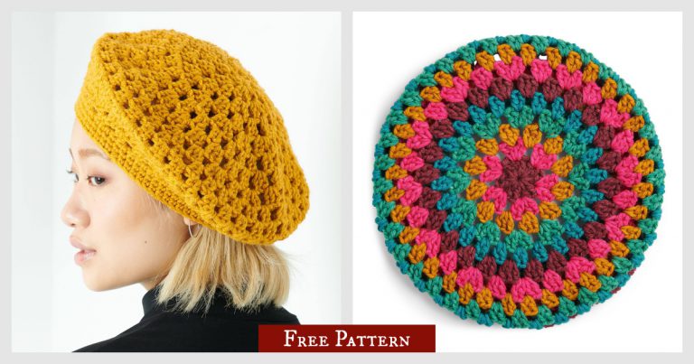 Granny Square Beret Free Crochet Pattern