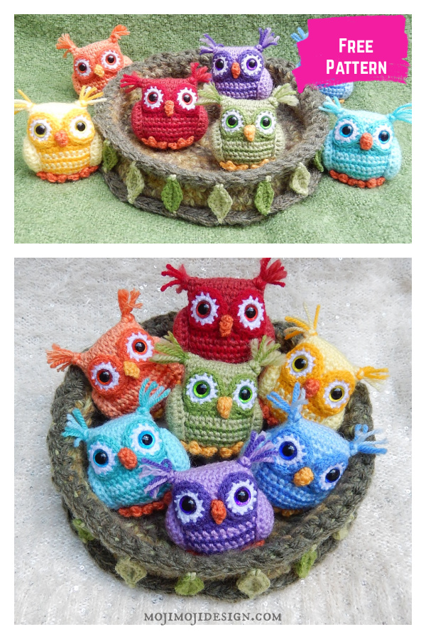 Nesting Rainbow Owls Free Crochet Pattern